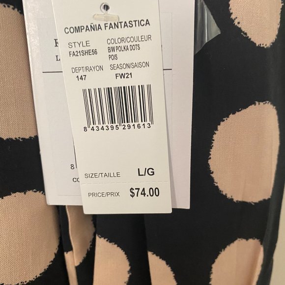 Compania Hubble NWT  Navy Blouse with Pink Polka-Dots - Picture 8 of 9